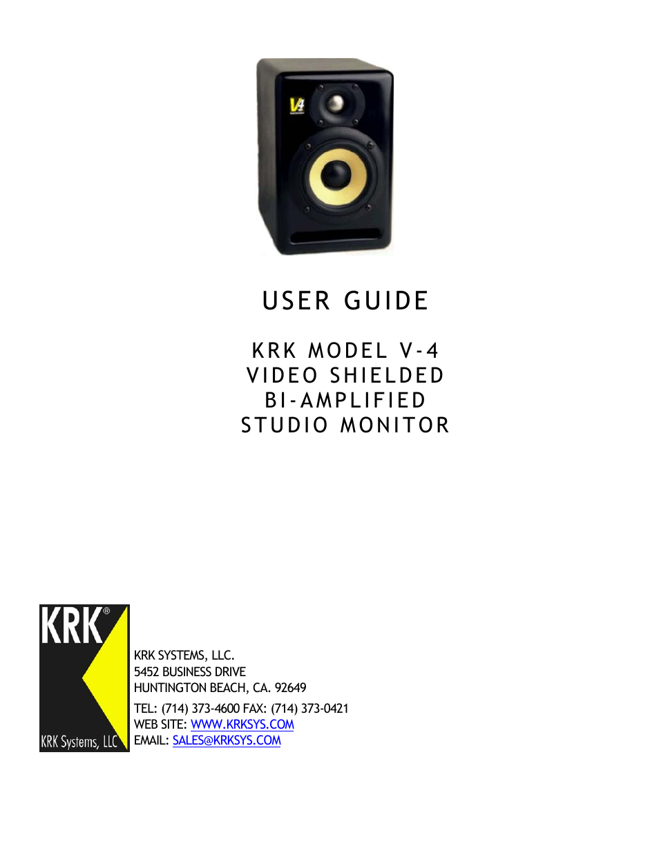 KRK V4 User Manual | 14 pages