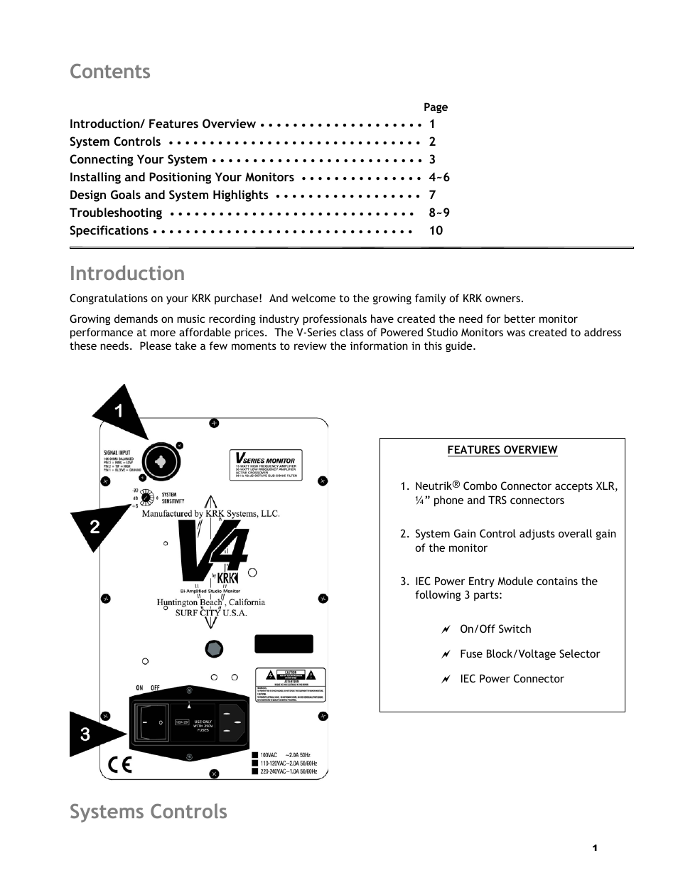 KRK V4 User Manual | Page 2 / 14