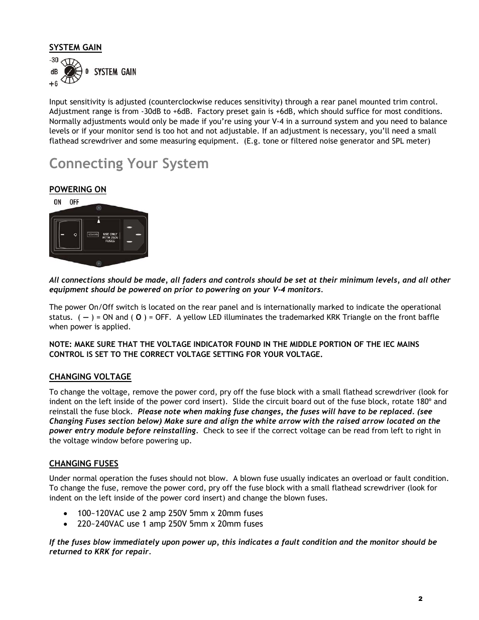 Connecting your system | KRK V4 User Manual | Page 3 / 14