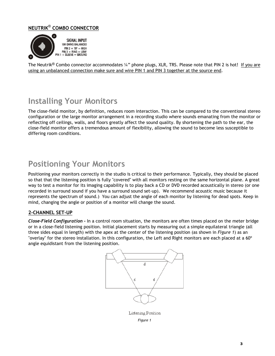 Installing your monitors, Positioning your monitors | KRK V4 User Manual | Page 4 / 14