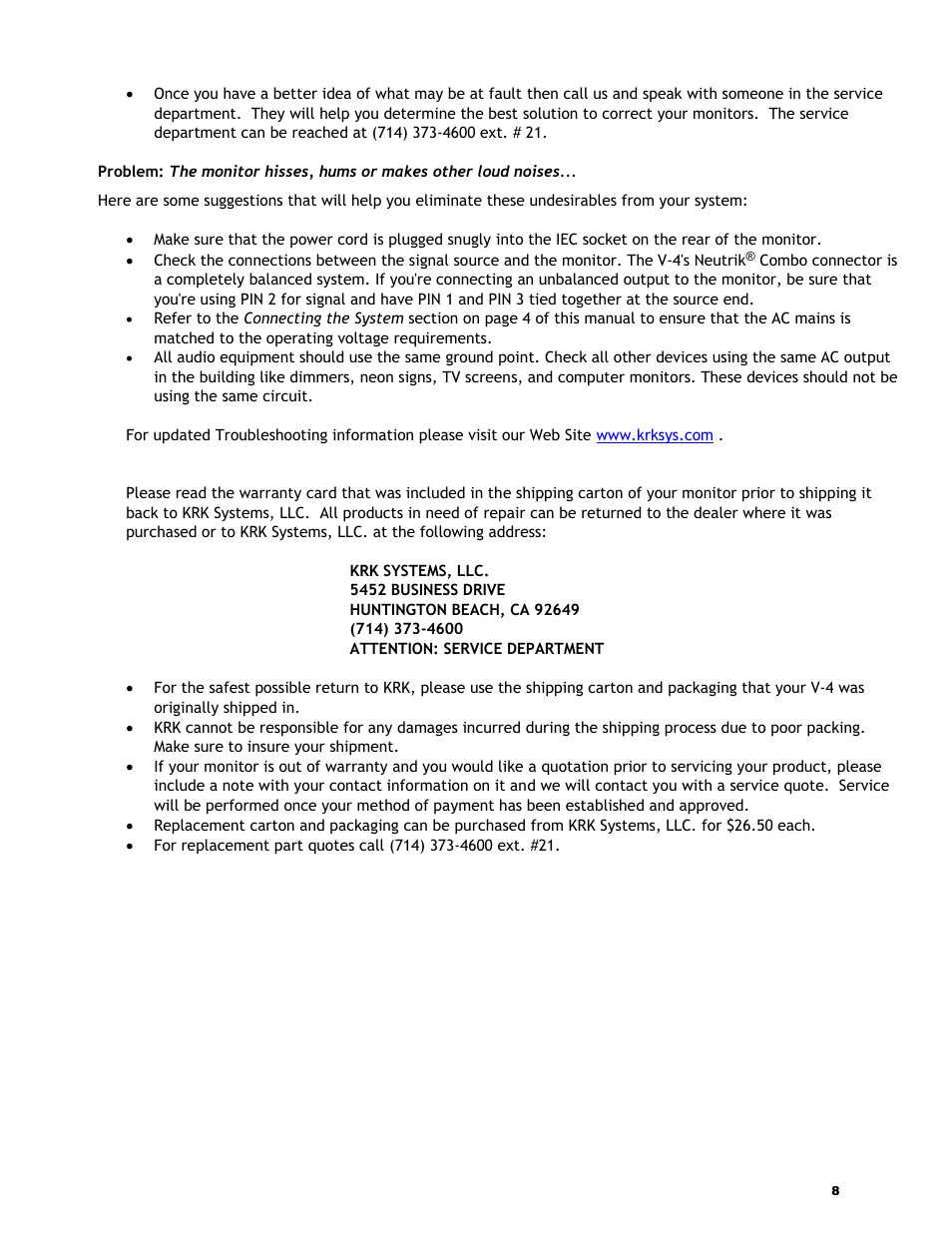 KRK V4 User Manual | Page 9 / 14