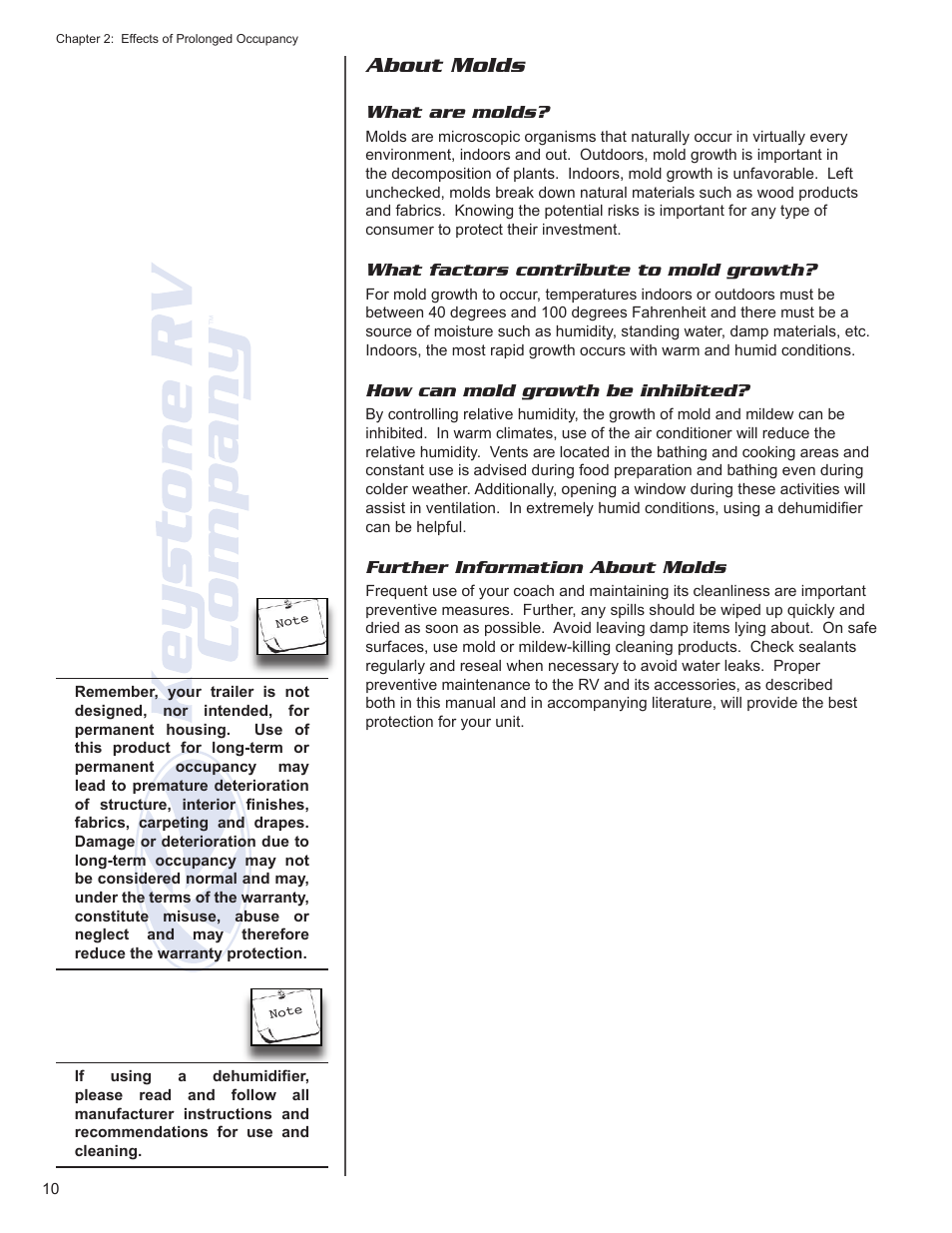 About molds | Keystone RV Camper User Manual | Page 2 / 2