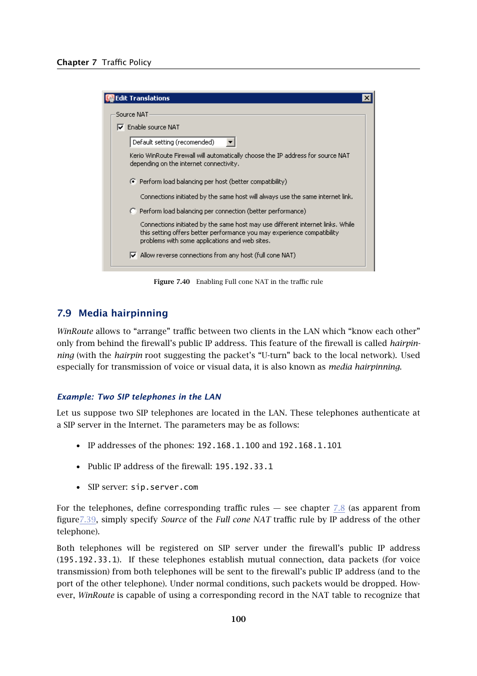 Media hairpinning, 9 media hairpinning | Kerio Tech Firewall6 User Manual | Page 100 / 404
