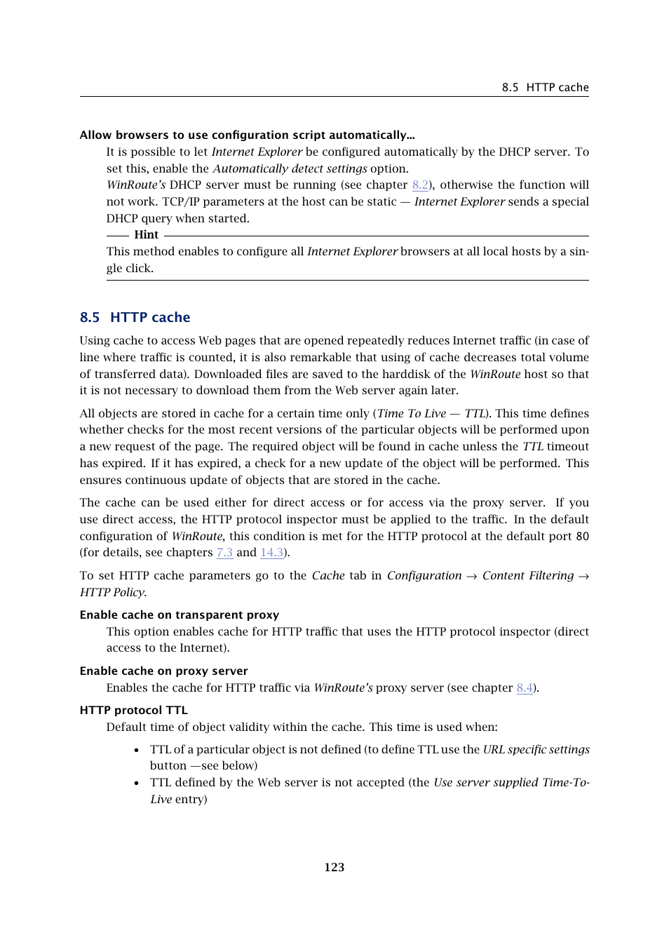 Http cache | Kerio Tech Firewall6 User Manual | Page 123 / 404