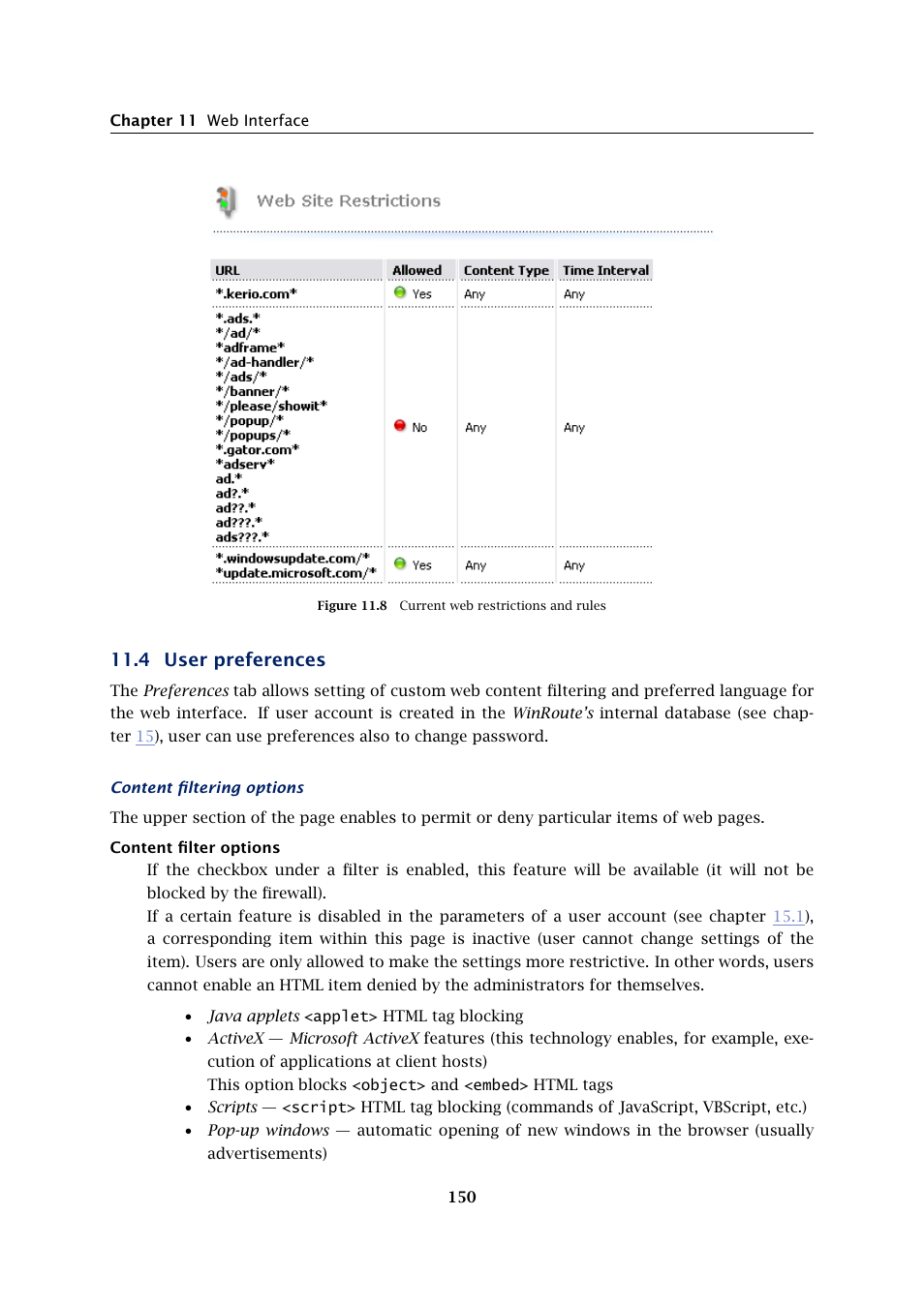 User preferences, 4 user preferences | Kerio Tech Firewall6 User Manual | Page 150 / 404