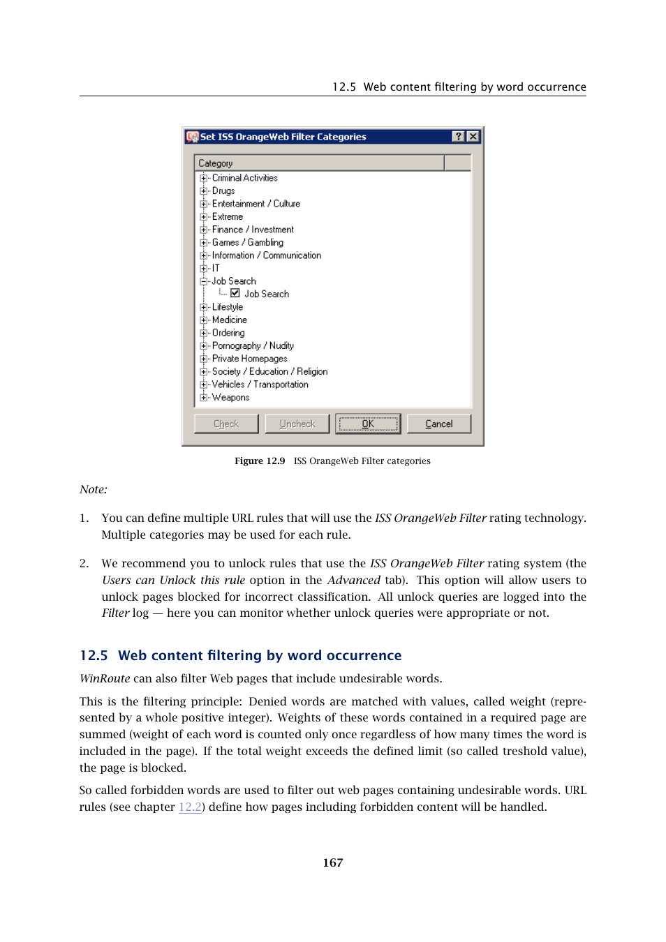 Web content filtering by word occurrence, 5 web content filtering by word occurrence | Kerio Tech Firewall6 User Manual | Page 167 / 404