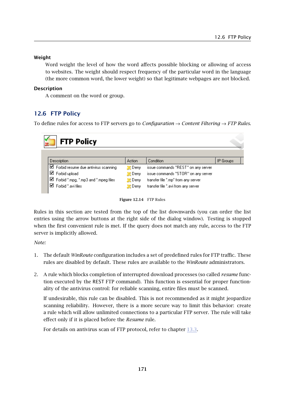 Ftp policy, 6 ftp policy | Kerio Tech Firewall6 User Manual | Page 171 / 404