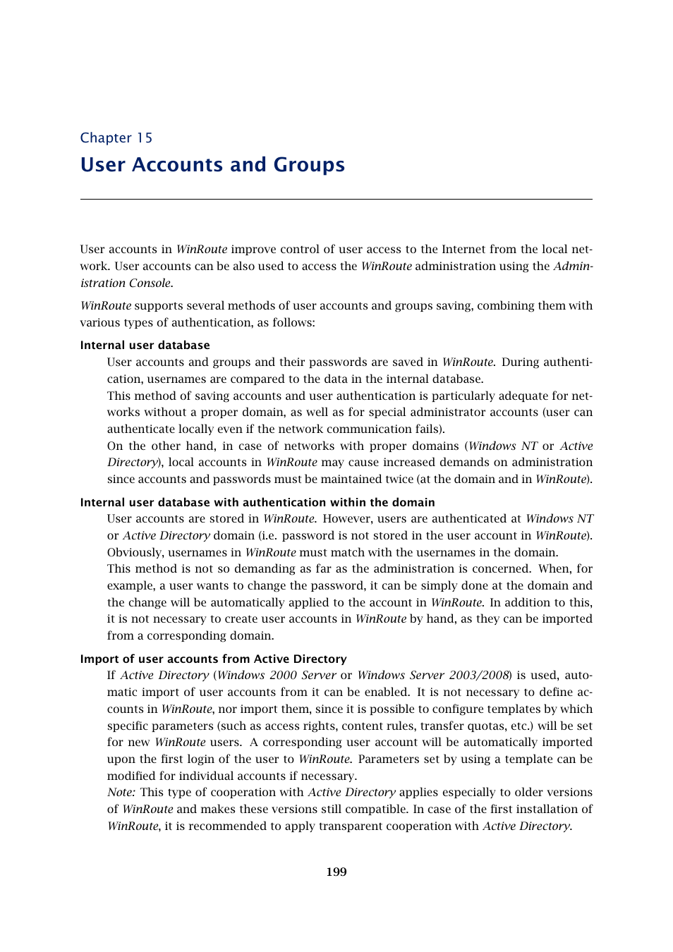 User accounts and groups, Chapter 15 | Kerio Tech Firewall6 User Manual | Page 199 / 404