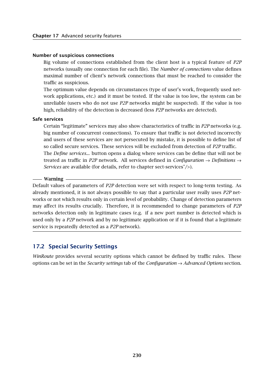 Special security settings, 2 special security settings | Kerio Tech Firewall6 User Manual | Page 230 / 404