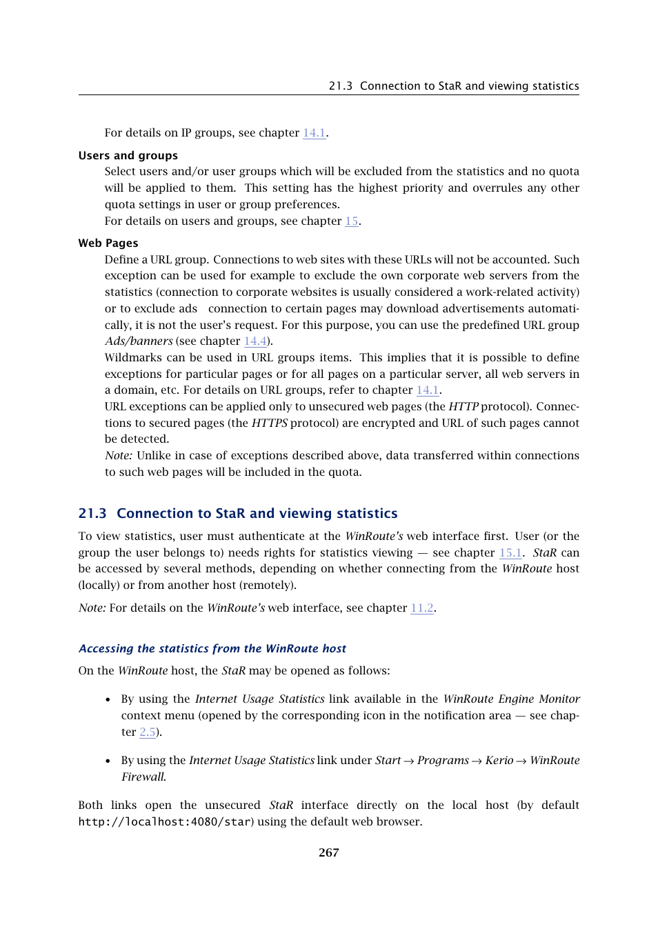Connection to star and viewing statistics, 3 connection to star and viewing statistics | Kerio Tech Firewall6 User Manual | Page 267 / 404