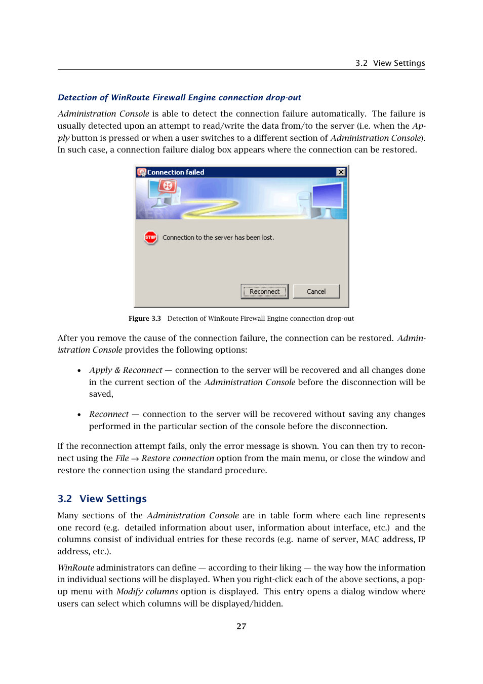 View settings, 2 view settings | Kerio Tech Firewall6 User Manual | Page 27 / 404