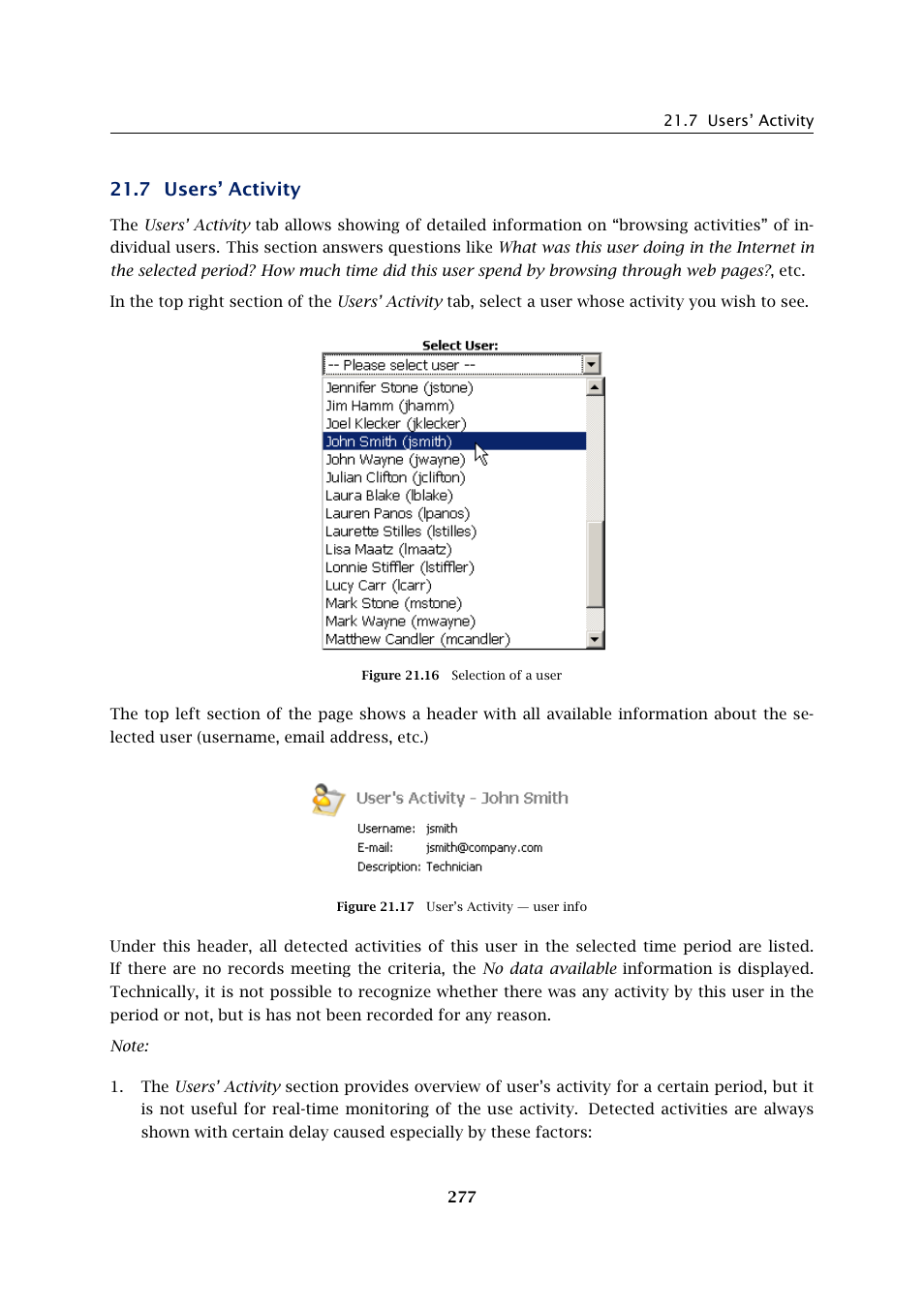 Users' activity, Users’ activity, 7 users’ activity | Kerio Tech Firewall6 User Manual | Page 277 / 404