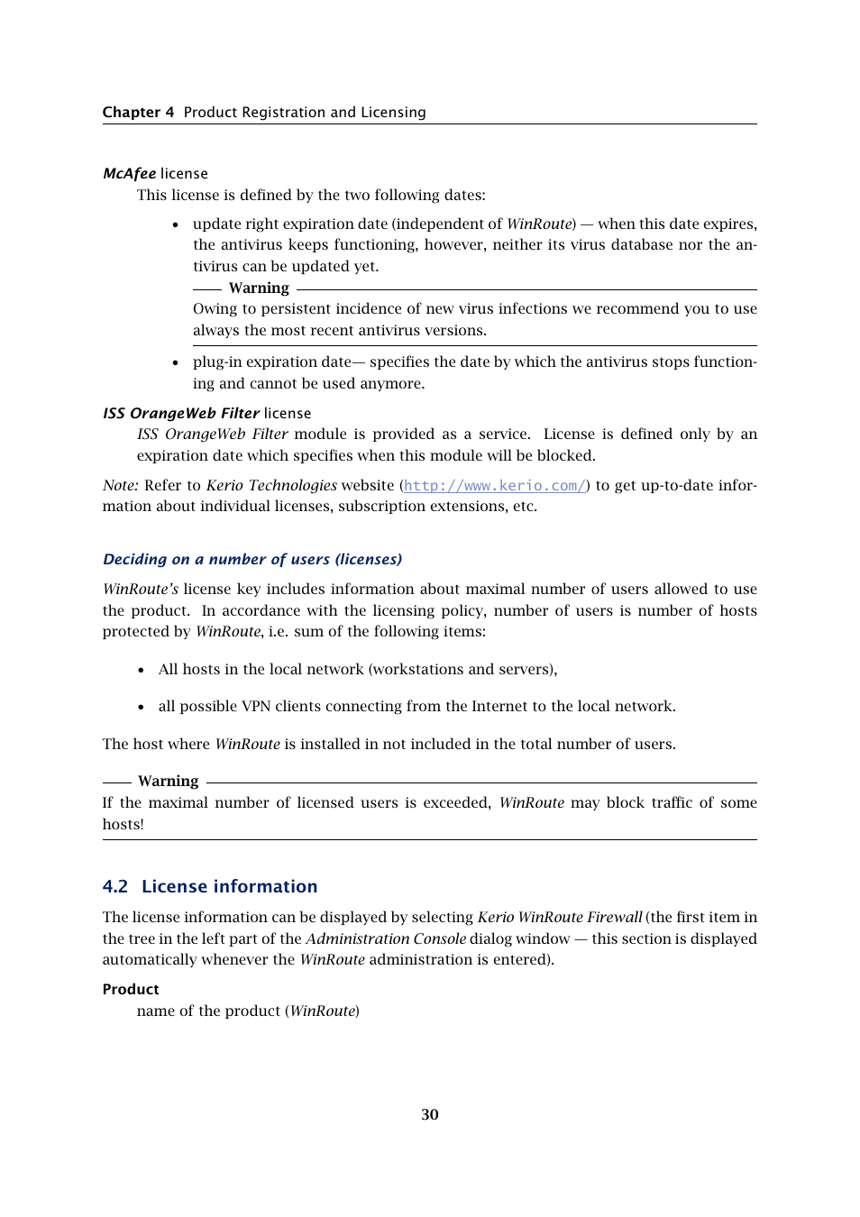 License information, 2 license information | Kerio Tech Firewall6 User Manual | Page 30 / 404