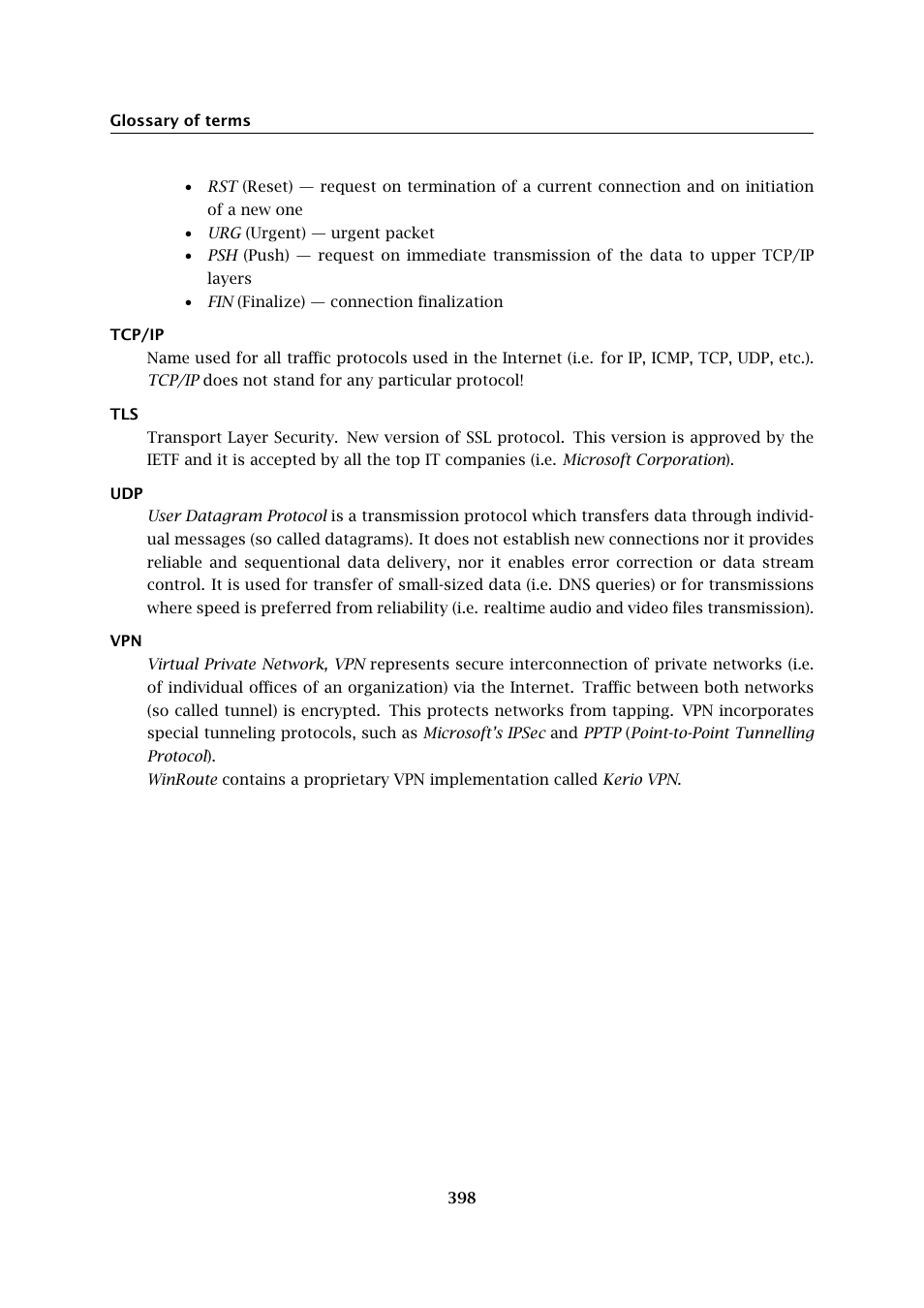 Tcp/ip | Kerio Tech Firewall6 User Manual | Page 398 / 404