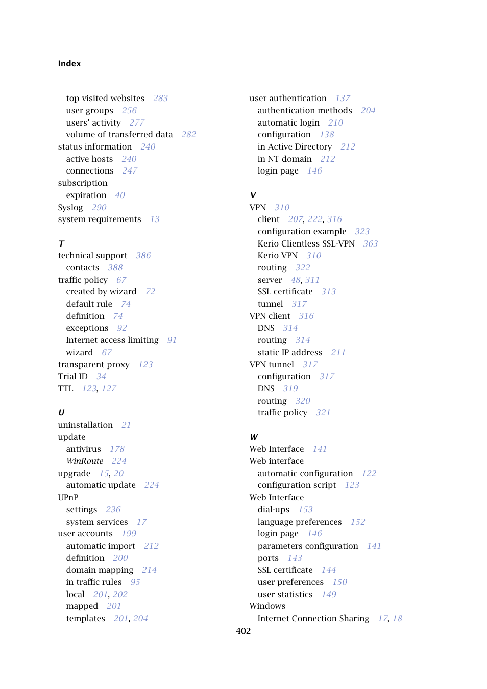 Kerio Tech Firewall6 User Manual | Page 402 / 404