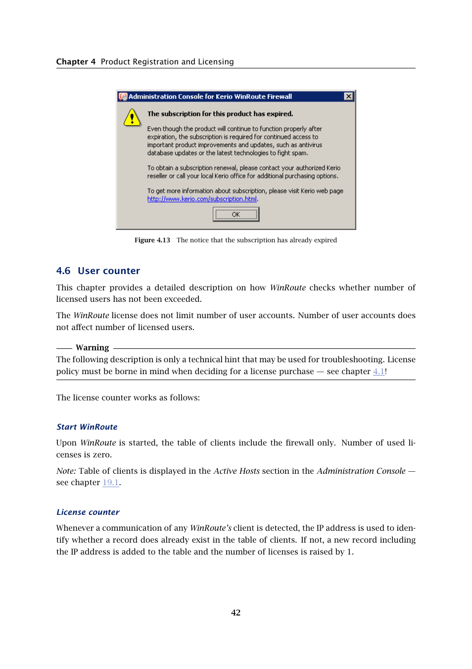 User counter, 6 user counter | Kerio Tech Firewall6 User Manual | Page 42 / 404
