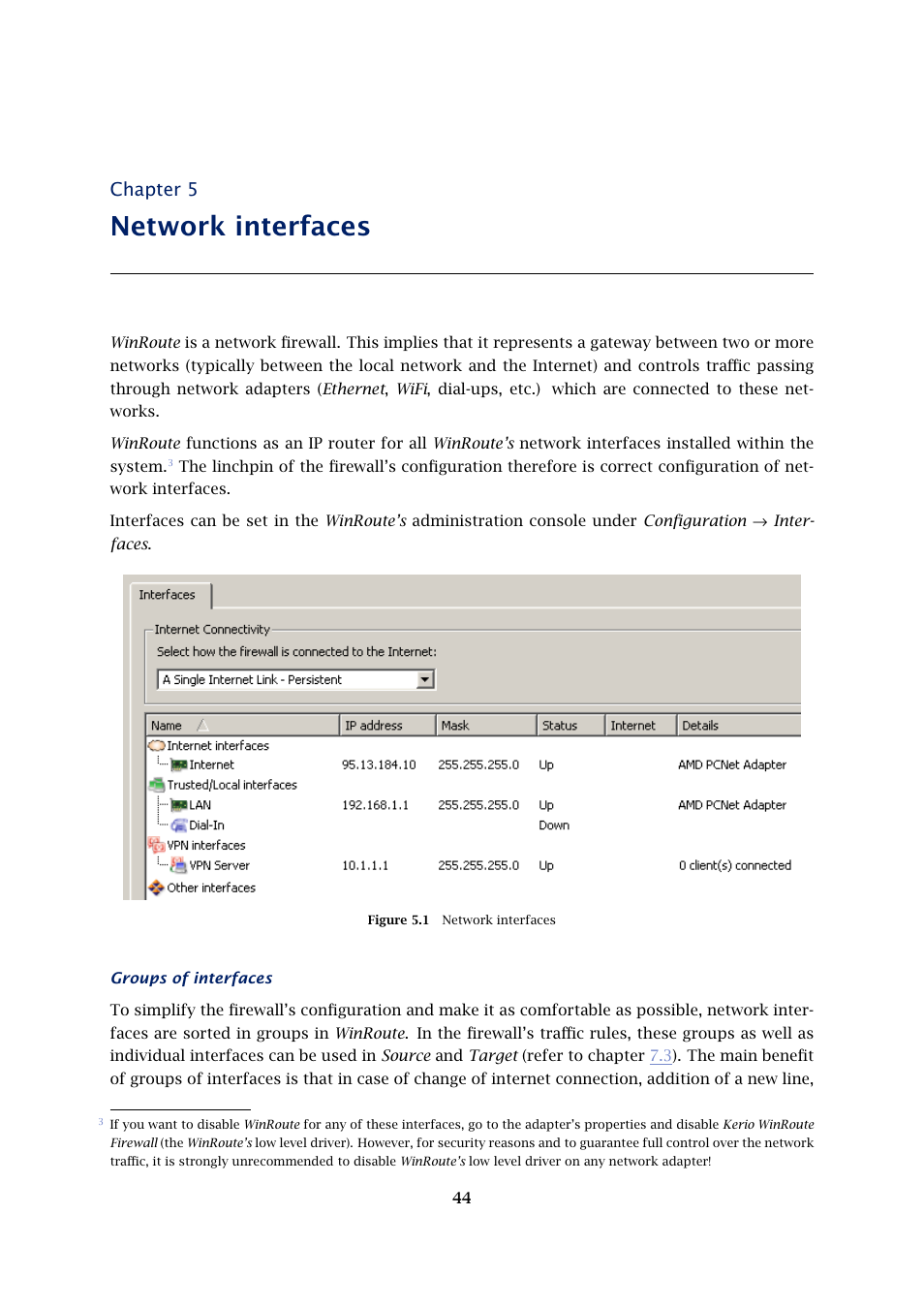Network interfaces, Chapter 5 | Kerio Tech Firewall6 User Manual | Page 44 / 404