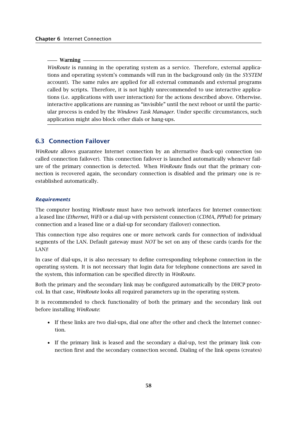 Connection failover, 3 connection failover | Kerio Tech Firewall6 User Manual | Page 58 / 404