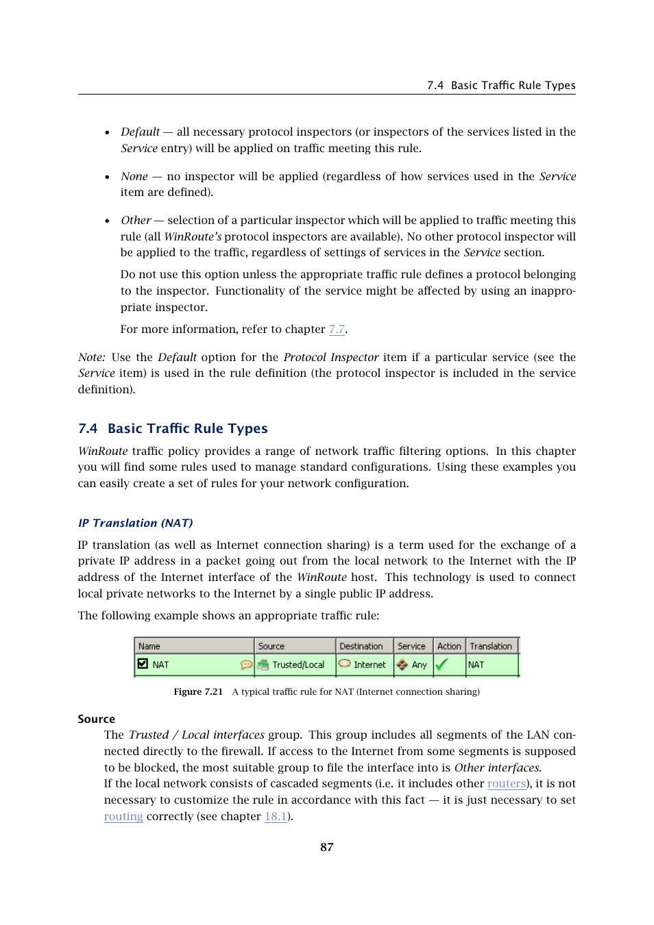 Basic traffic rule types, 4 basic traffic rule types | Kerio Tech Firewall6 User Manual | Page 87 / 404