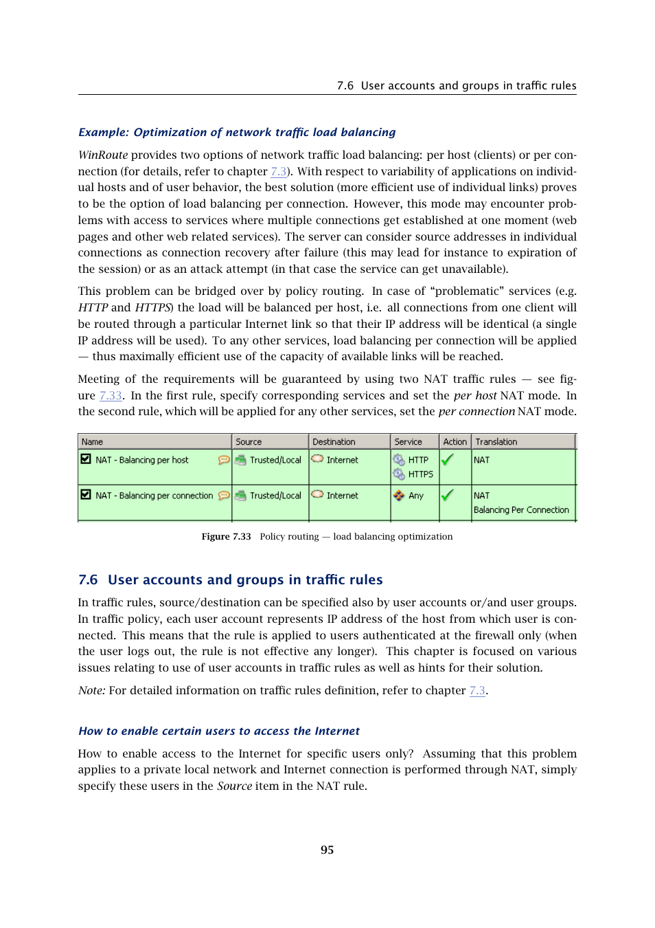 User accounts and groups in traffic rules, 6 user accounts and groups in traffic rules | Kerio Tech Firewall6 User Manual | Page 95 / 404