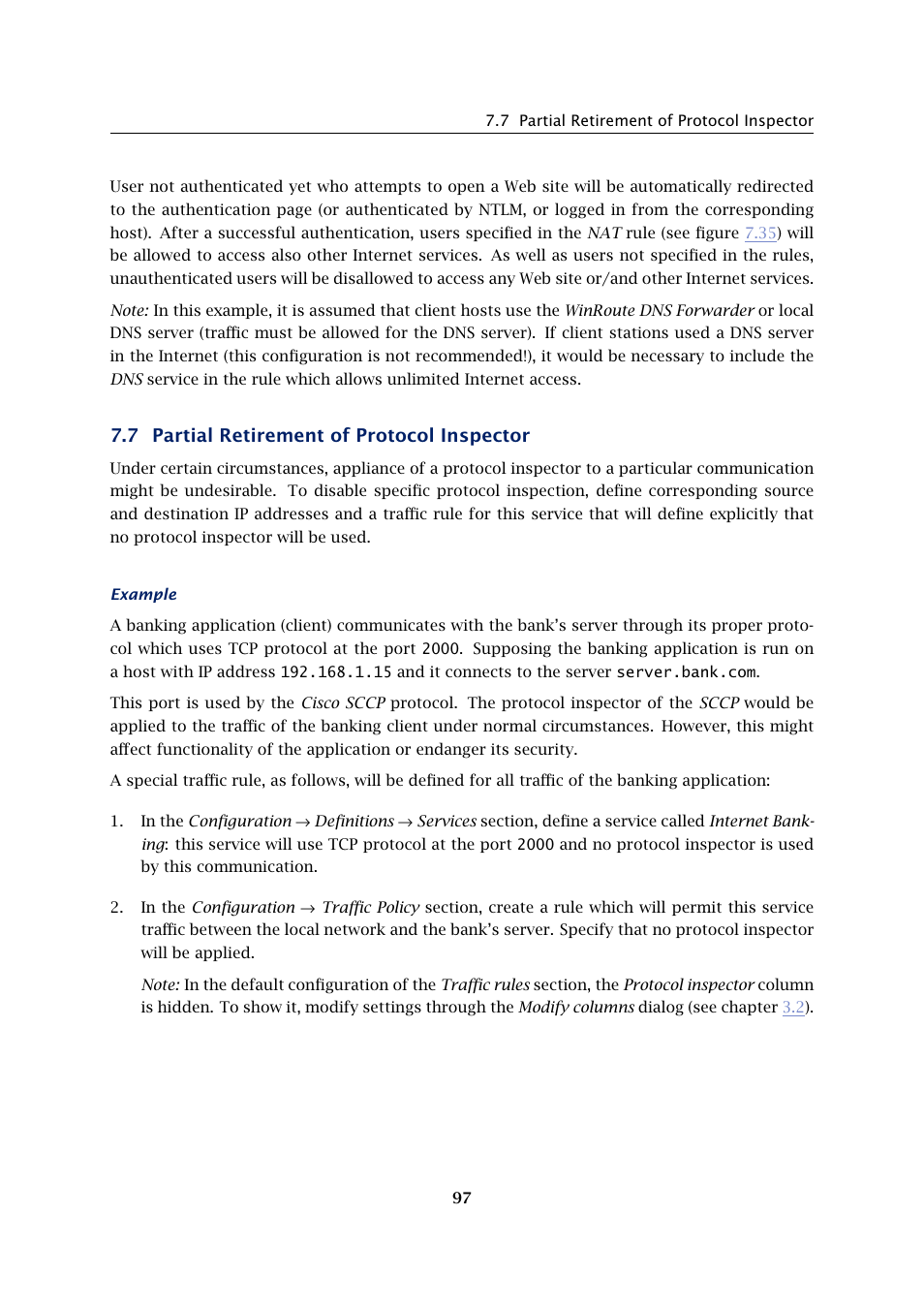 Partial retirement of protocol inspector, 7 partial retirement of protocol inspector | Kerio Tech Firewall6 User Manual | Page 97 / 404