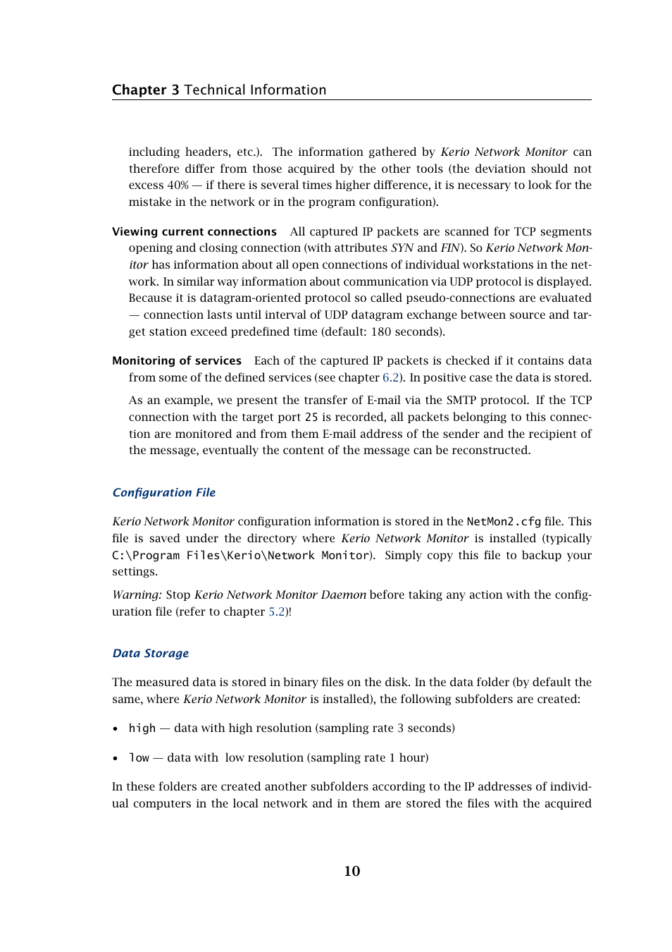 Chapter 3 technical information 10 | Kerio Tech Network Monitor User Manual | Page 10 / 70