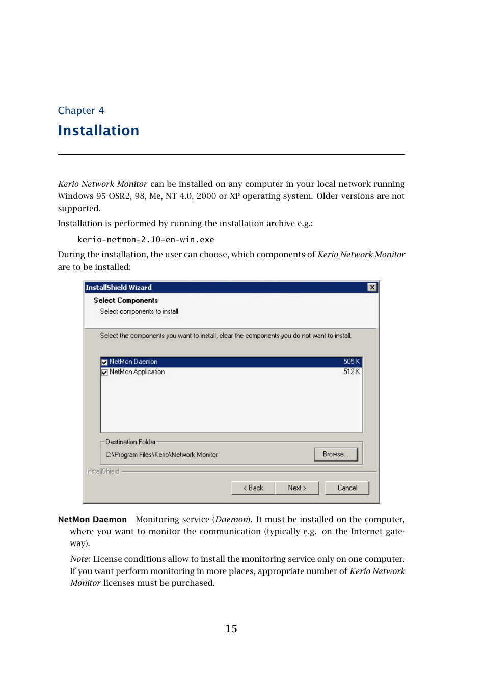 Installation | Kerio Tech Network Monitor User Manual | Page 15 / 70