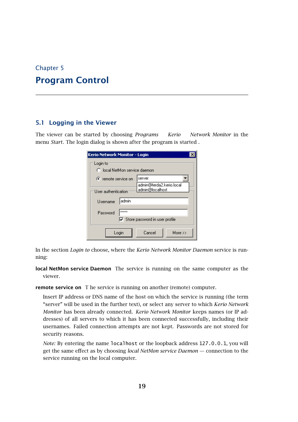 Program control | Kerio Tech Network Monitor User Manual | Page 19 / 70