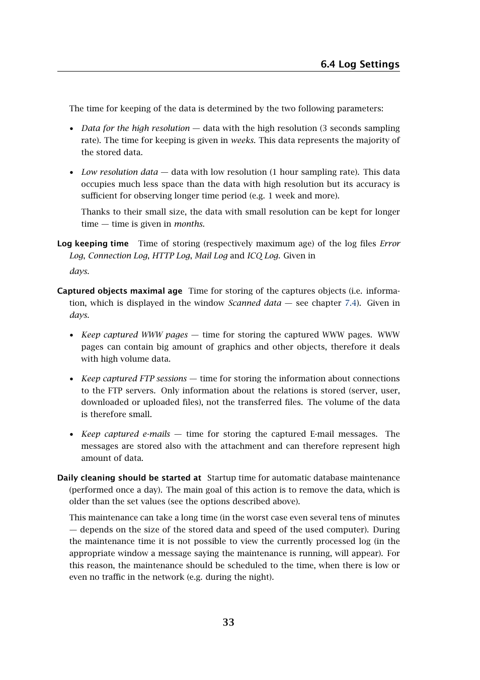 4 log settings 33 | Kerio Tech Network Monitor User Manual | Page 33 / 70