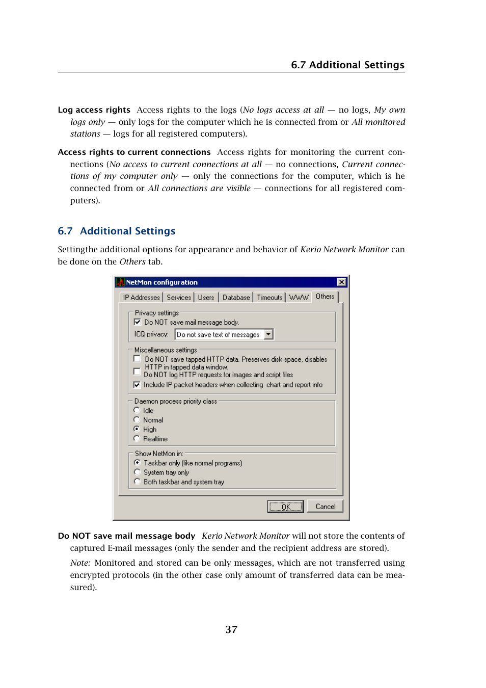 7 additional settings 37, 7 additional settings | Kerio Tech Network Monitor User Manual | Page 37 / 70