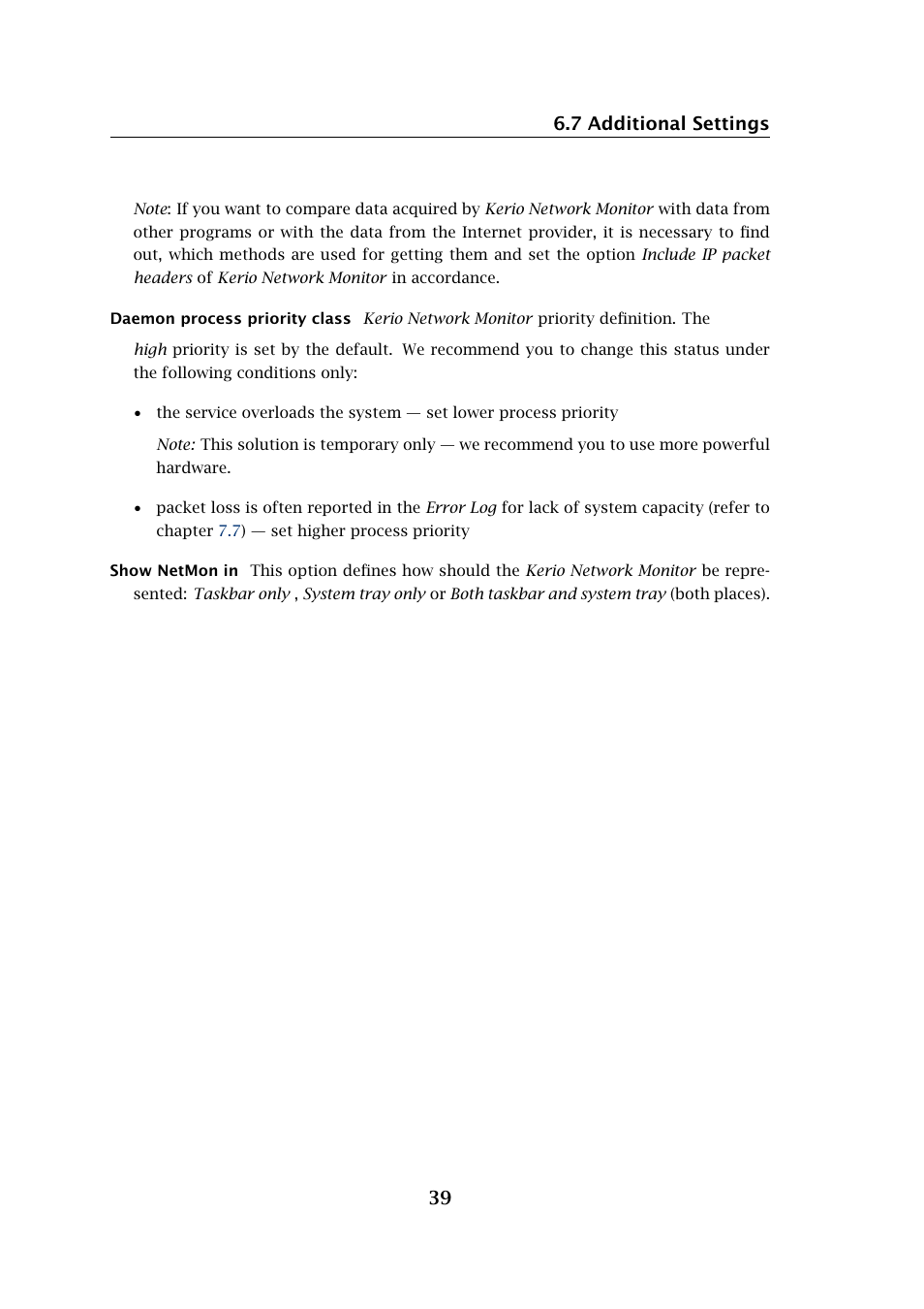 7 additional settings 39 | Kerio Tech Network Monitor User Manual | Page 39 / 70
