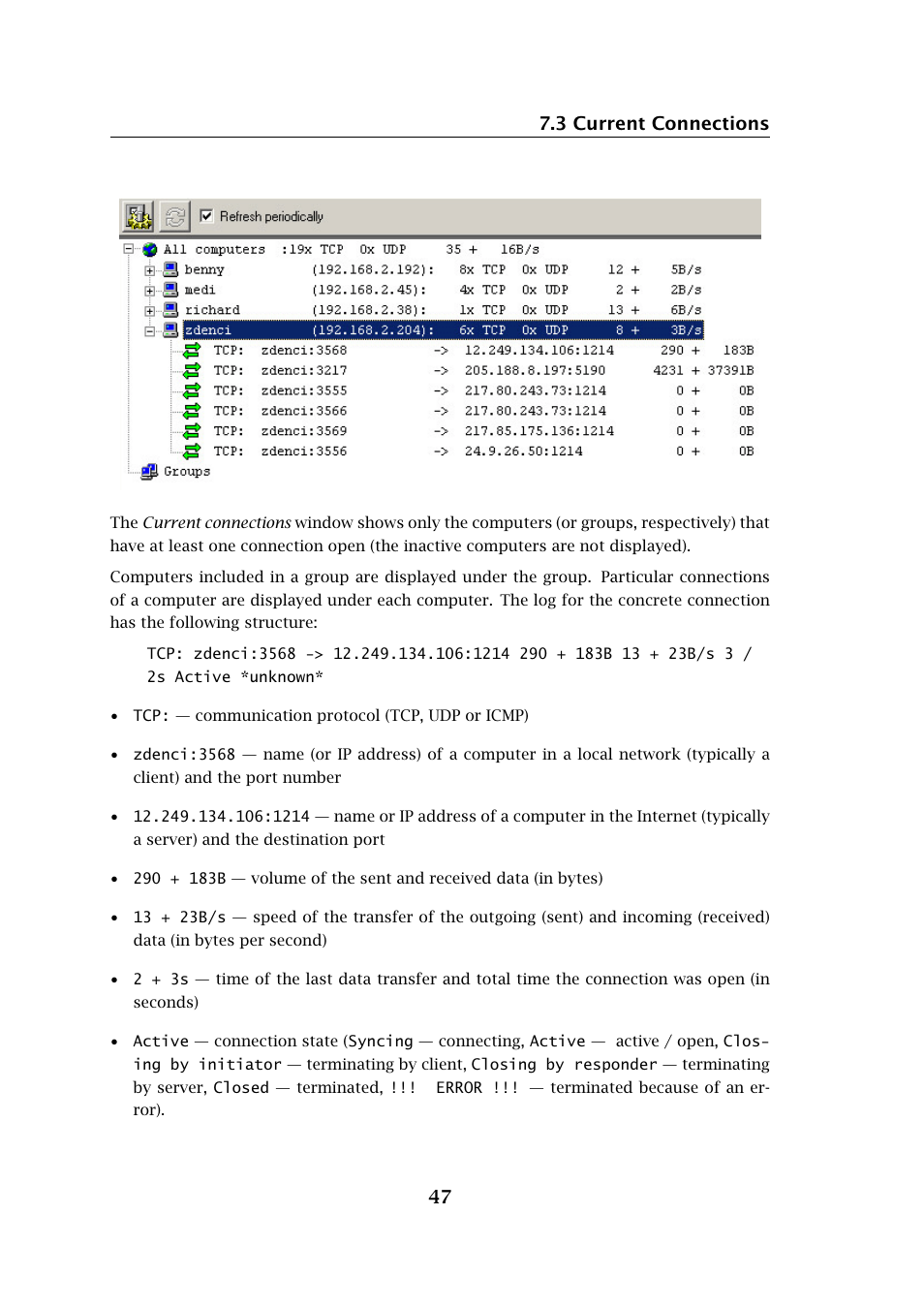 3 current connections 47 | Kerio Tech Network Monitor User Manual | Page 47 / 70