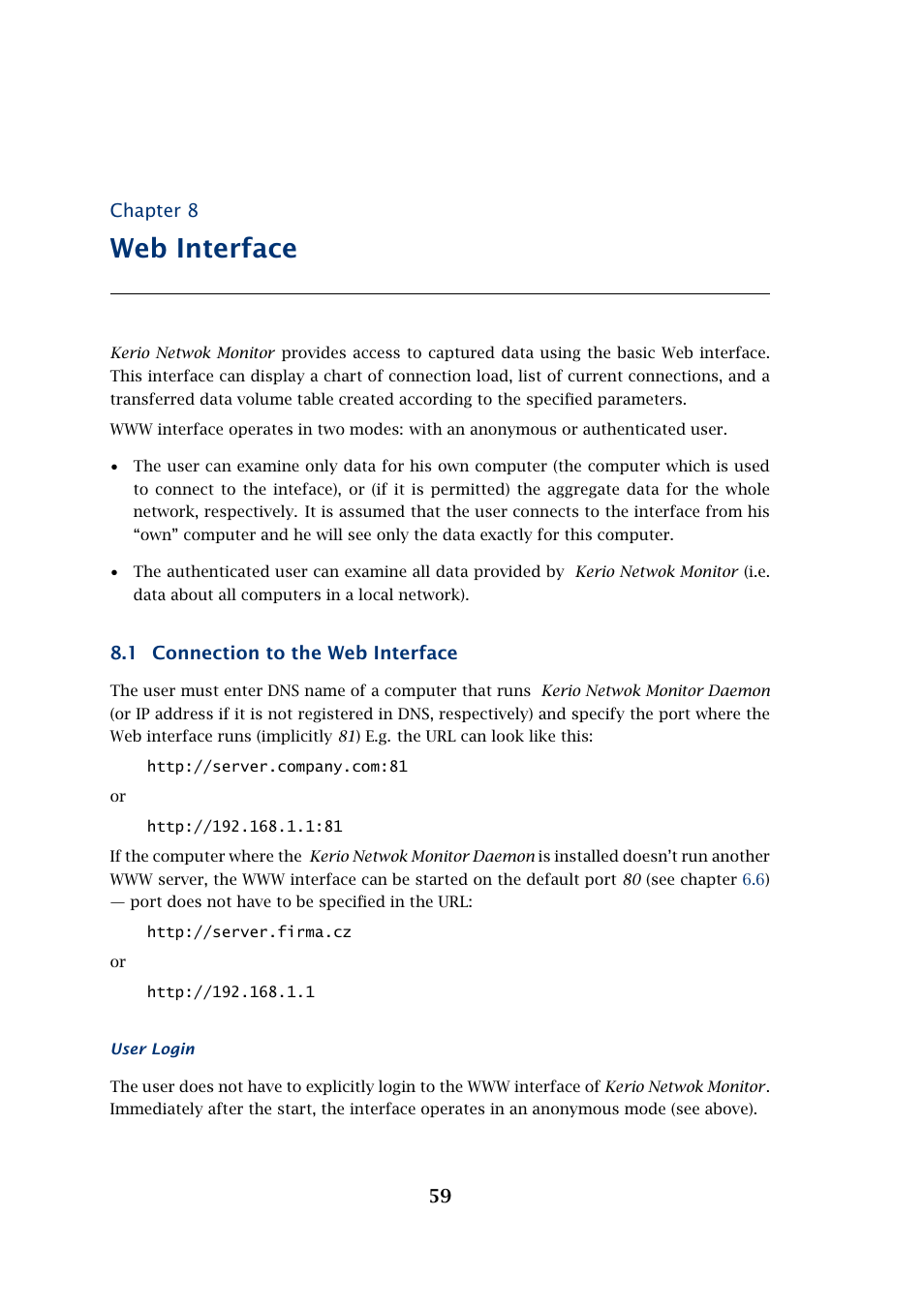 Web interface | Kerio Tech Network Monitor User Manual | Page 59 / 70