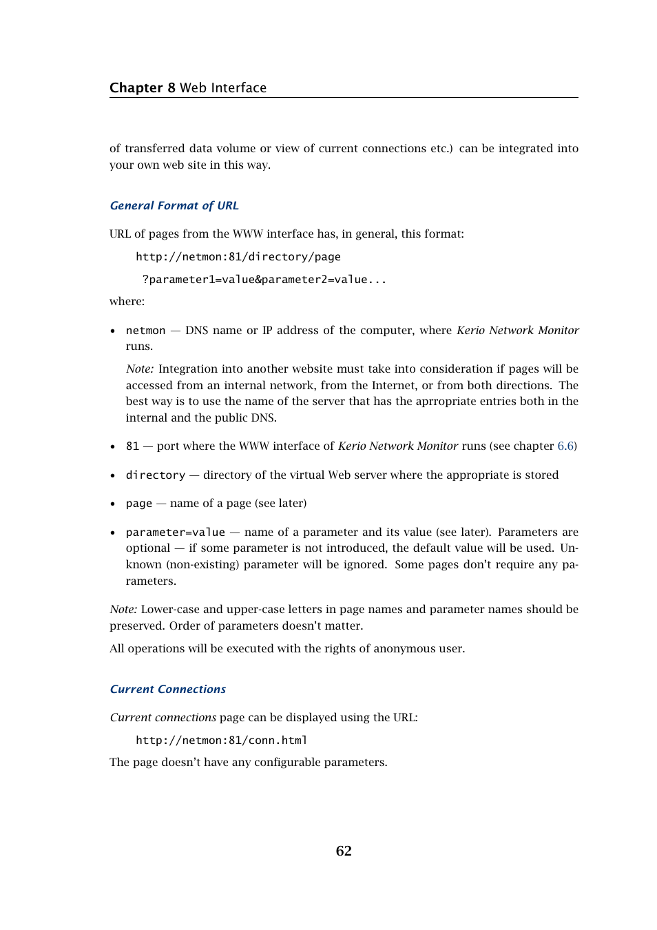 Chapter 8 web interface 62 | Kerio Tech Network Monitor User Manual | Page 62 / 70