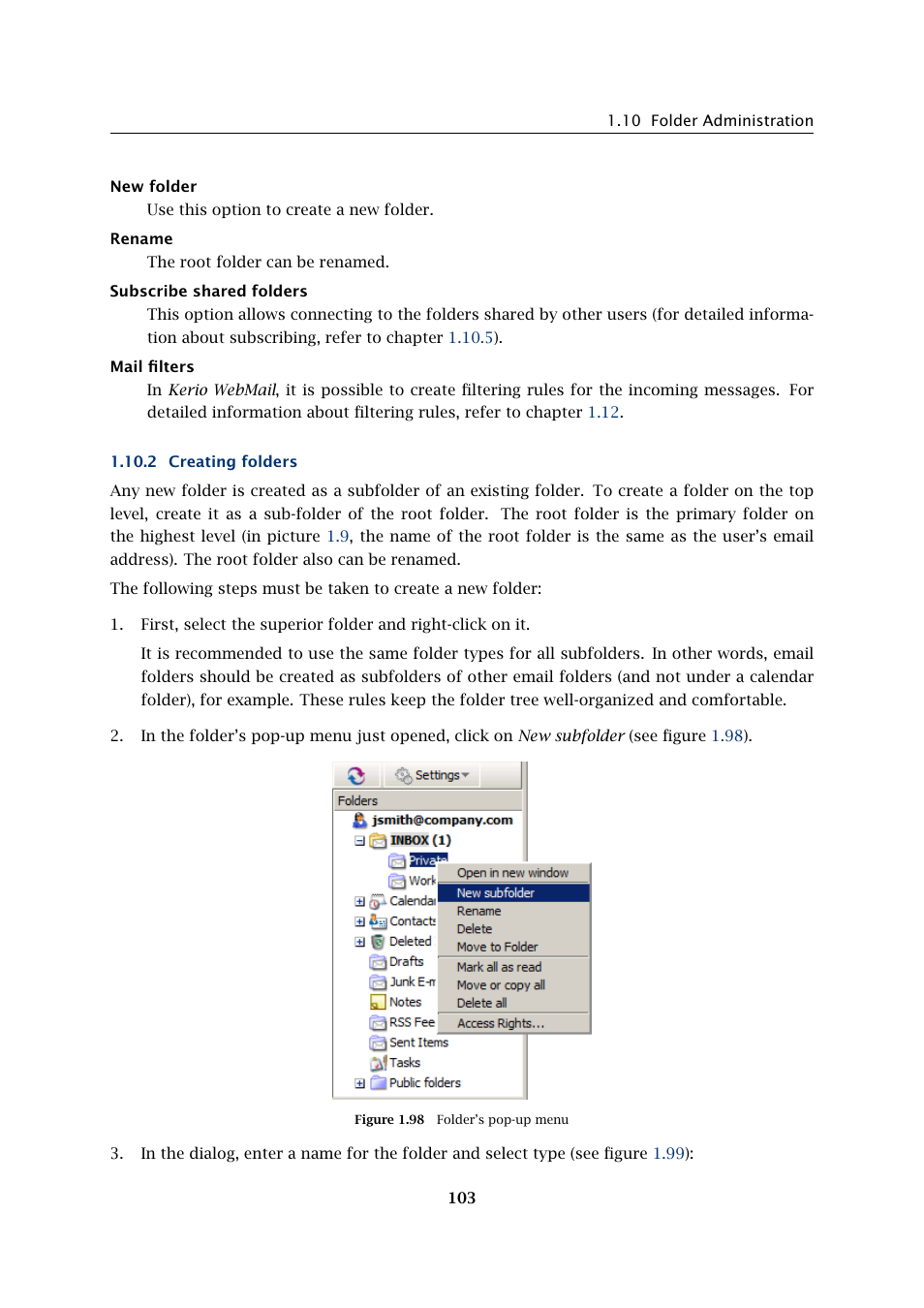 Creating folders | Kerio Tech Version 6.5.2 User Manual | Page 103 / 390