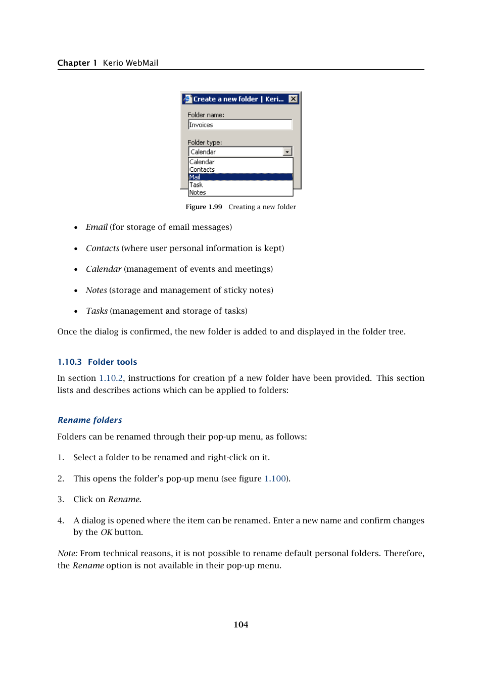 Folder tools | Kerio Tech Version 6.5.2 User Manual | Page 104 / 390