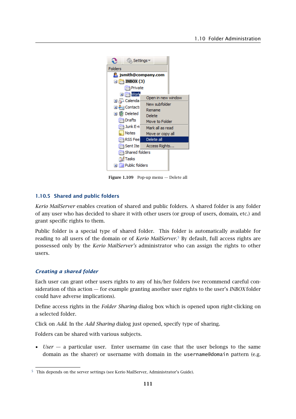 Shared and public folders | Kerio Tech Version 6.5.2 User Manual | Page 111 / 390