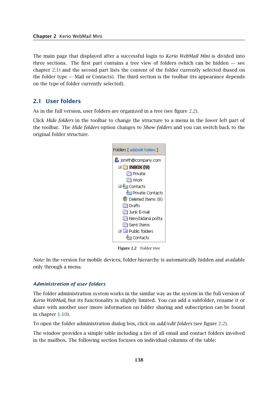 User folders, 1 user folders | Kerio Tech Version 6.5.2 User Manual | Page 138 / 390