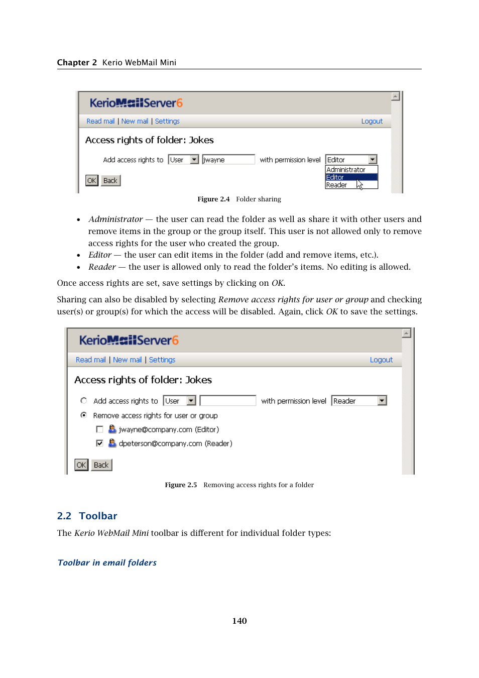 Toolbar, 2 toolbar | Kerio Tech Version 6.5.2 User Manual | Page 140 / 390