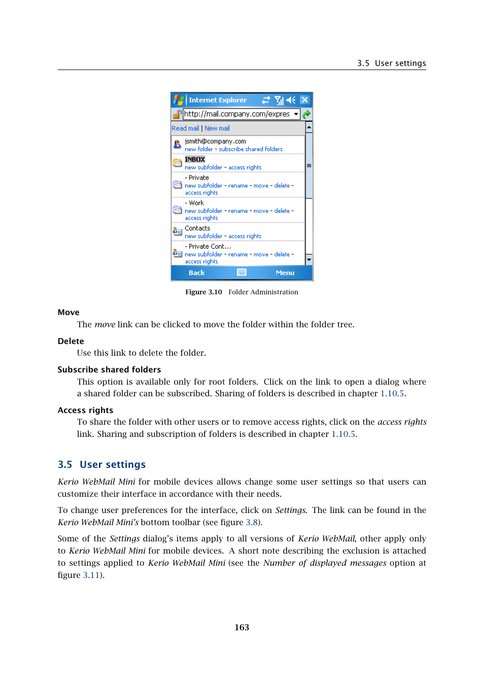 User settings, 5 user settings | Kerio Tech Version 6.5.2 User Manual | Page 163 / 390