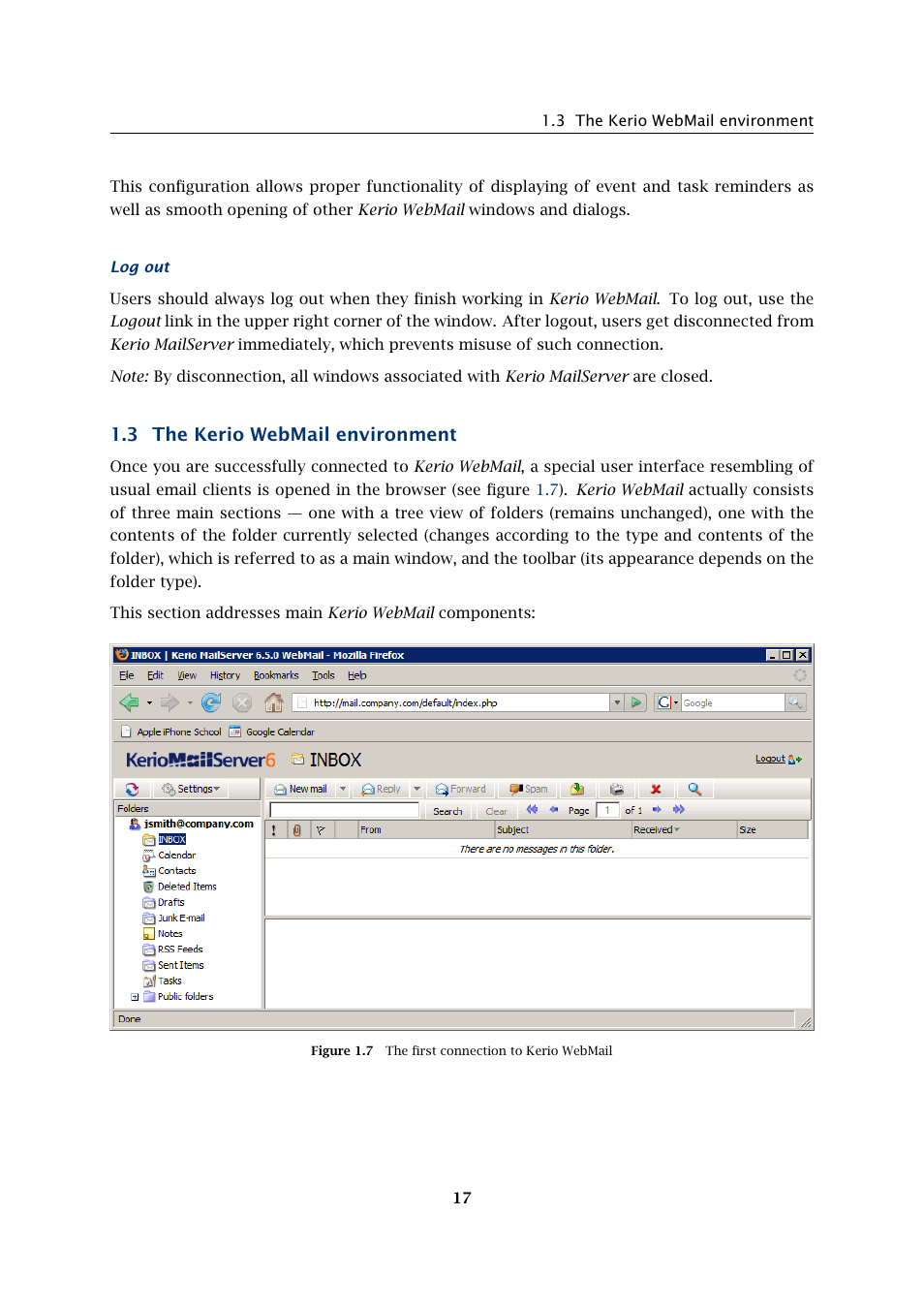 The kerio webmail environment, 3 the kerio webmail environment | Kerio Tech Version 6.5.2 User Manual | Page 17 / 390