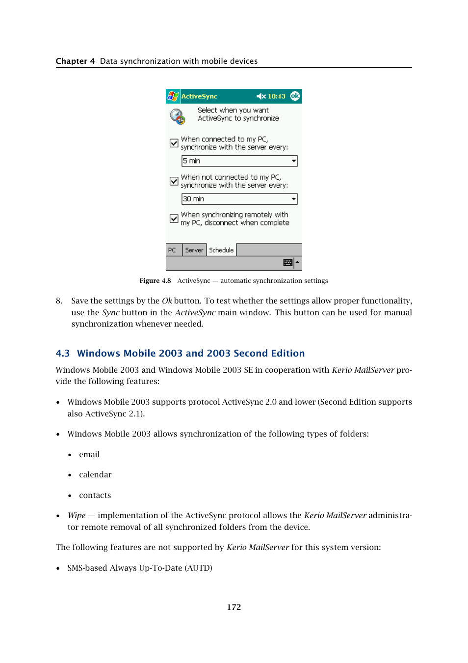 Windows mobile 2003 and 2003 second edition | Kerio Tech Version 6.5.2 User Manual | Page 172 / 390