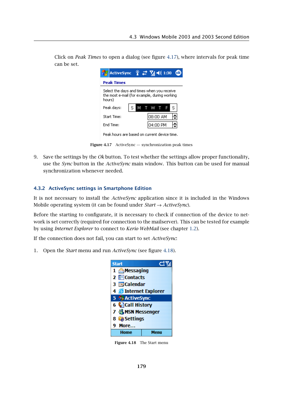 Activesync settings in smartphone edition | Kerio Tech Version 6.5.2 User Manual | Page 179 / 390