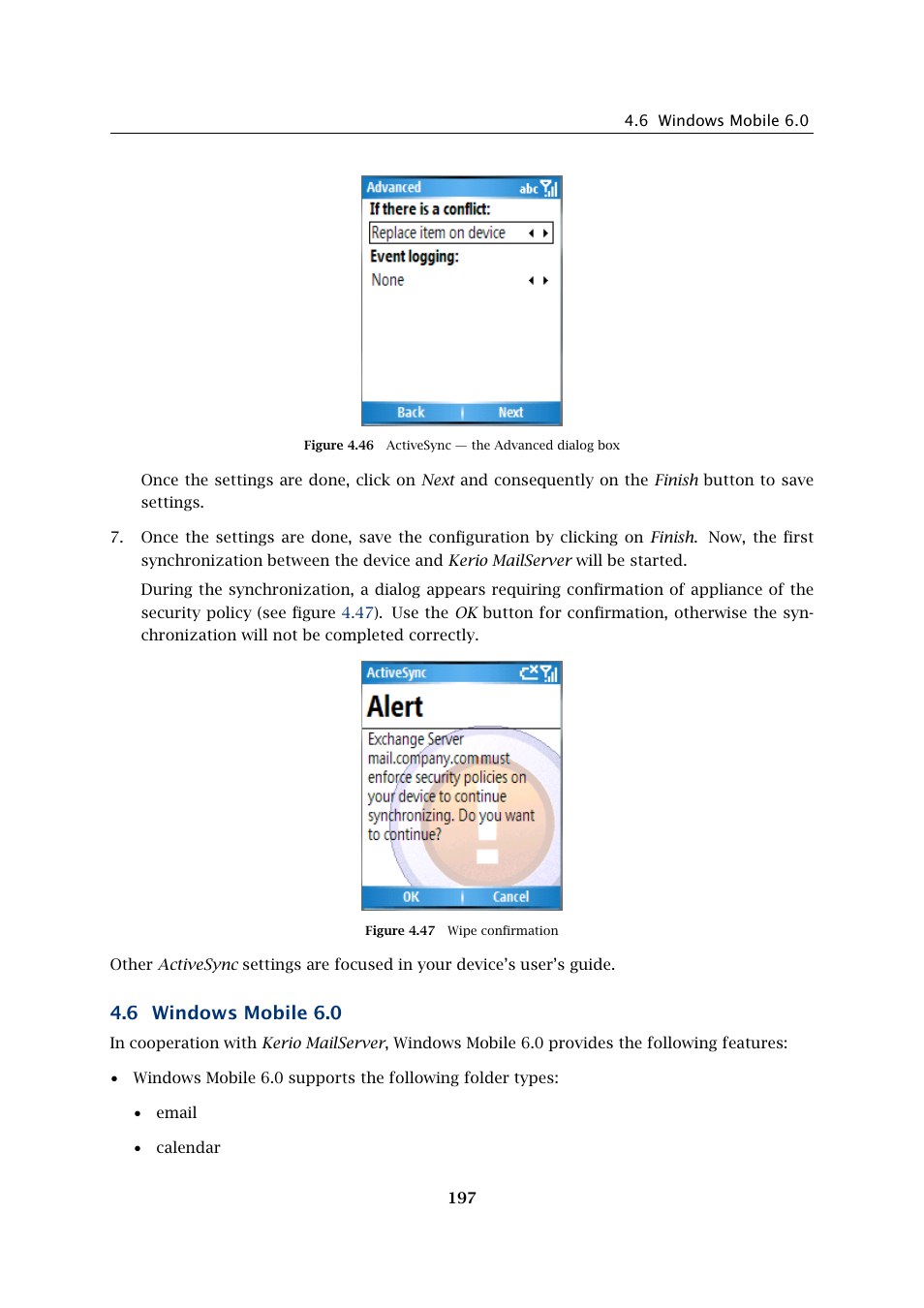Windows mobile 6.0, 6 windows mobile 6.0 | Kerio Tech Version 6.5.2 User Manual | Page 197 / 390