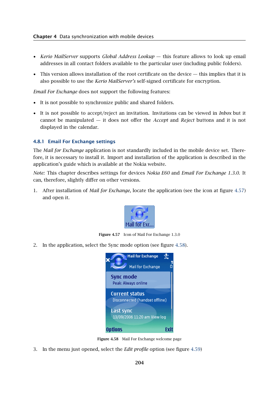 Email for exchange settings | Kerio Tech Version 6.5.2 User Manual | Page 204 / 390