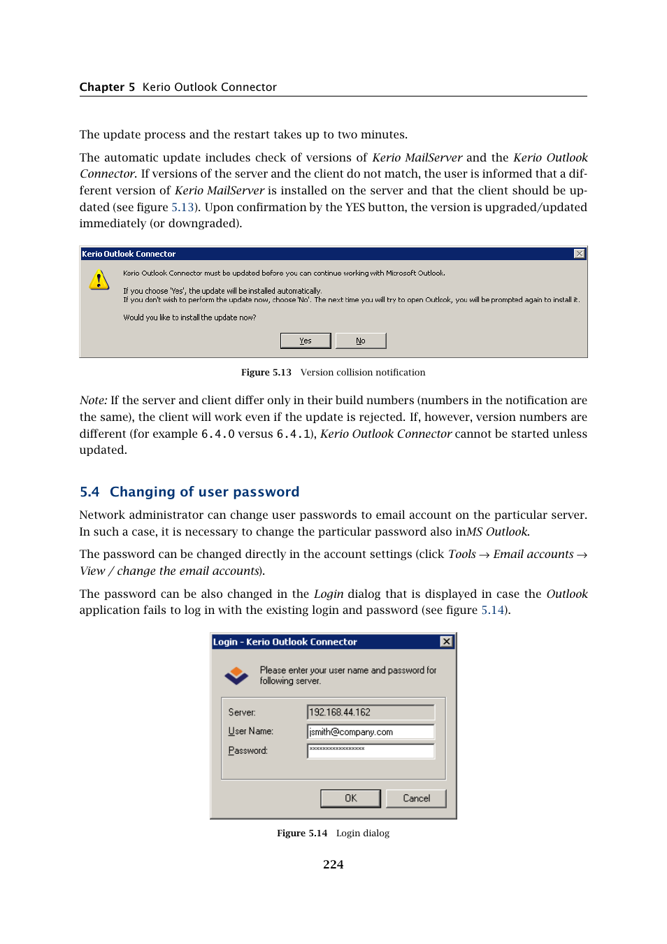 Changing of user password, 4 changing of user password | Kerio Tech Version 6.5.2 User Manual | Page 224 / 390