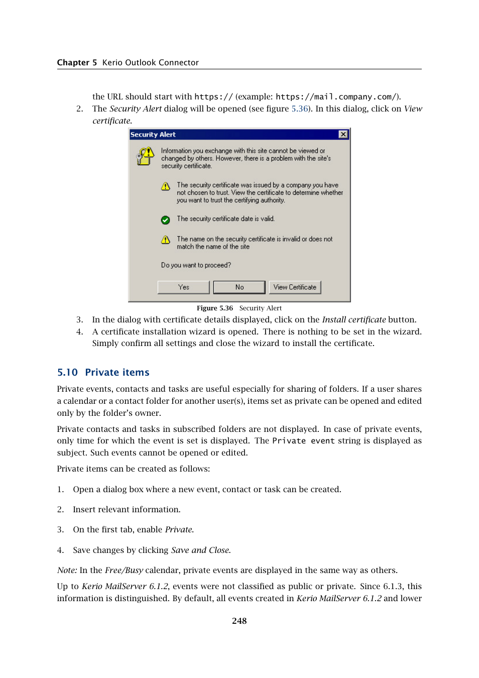 Private items, 10 private items | Kerio Tech Version 6.5.2 User Manual | Page 248 / 390