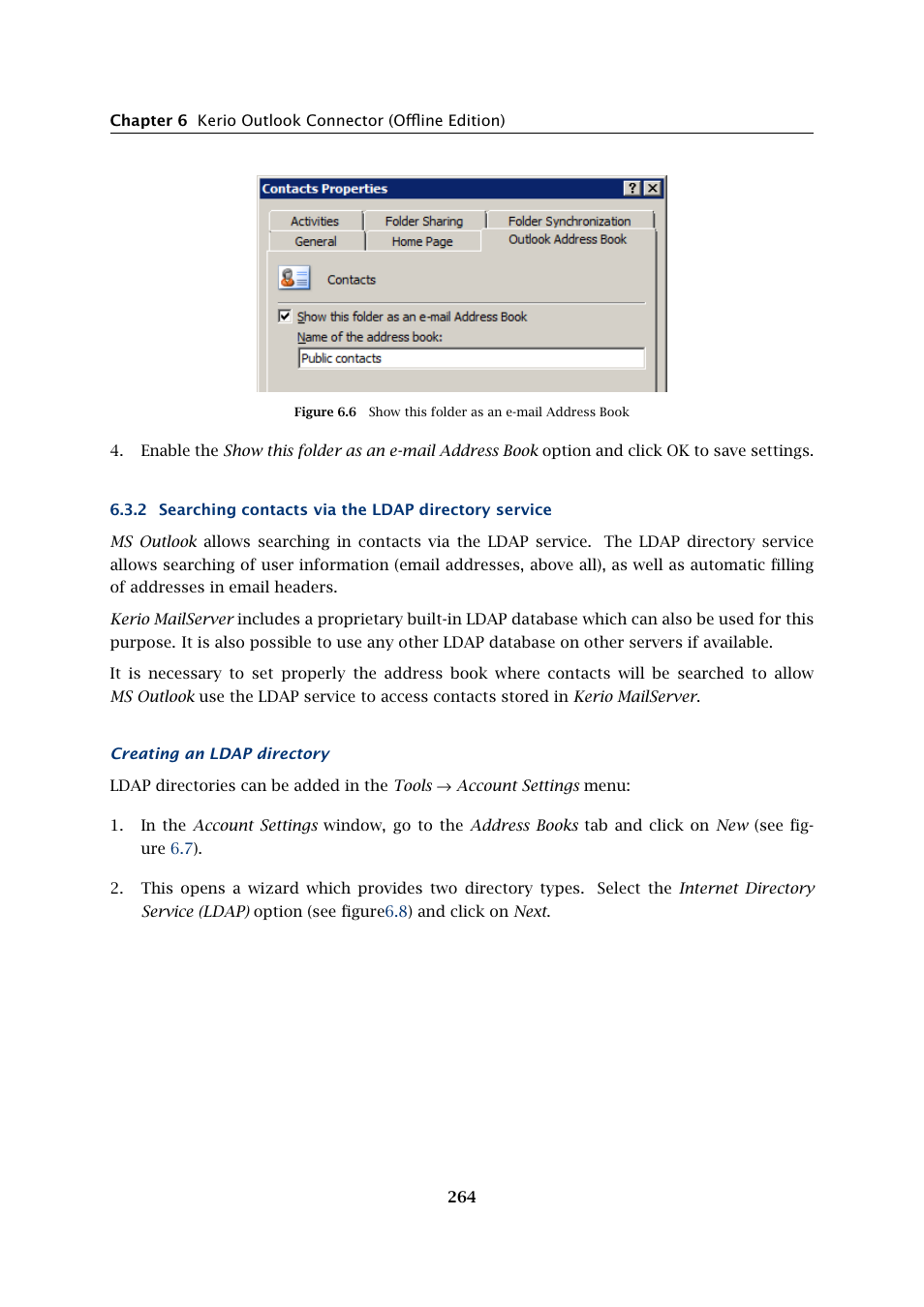 Searching contacts via the ldap directory service | Kerio Tech Version 6.5.2 User Manual | Page 264 / 390
