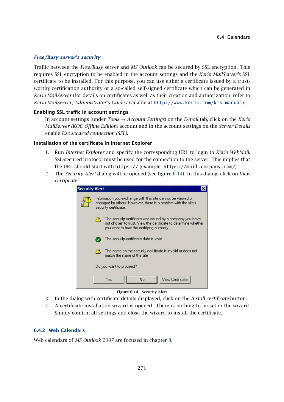 Web calendars | Kerio Tech Version 6.5.2 User Manual | Page 271 / 390