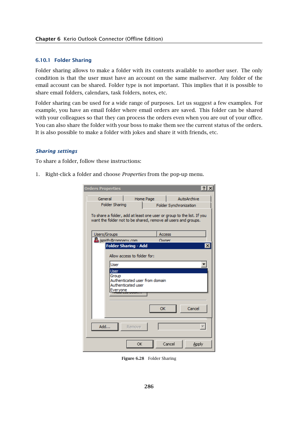 Folder sharing | Kerio Tech Version 6.5.2 User Manual | Page 286 / 390